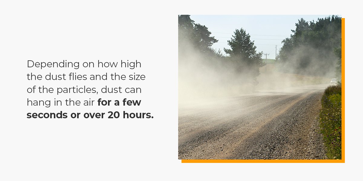 dust when driving on an unpaved road